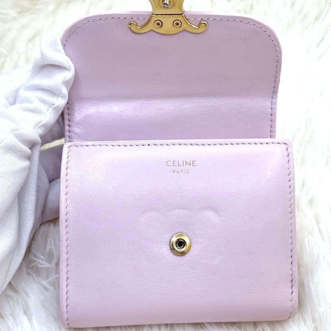 CELINE トリオンフ スモールフラップウォレット 三つ折り ピンク