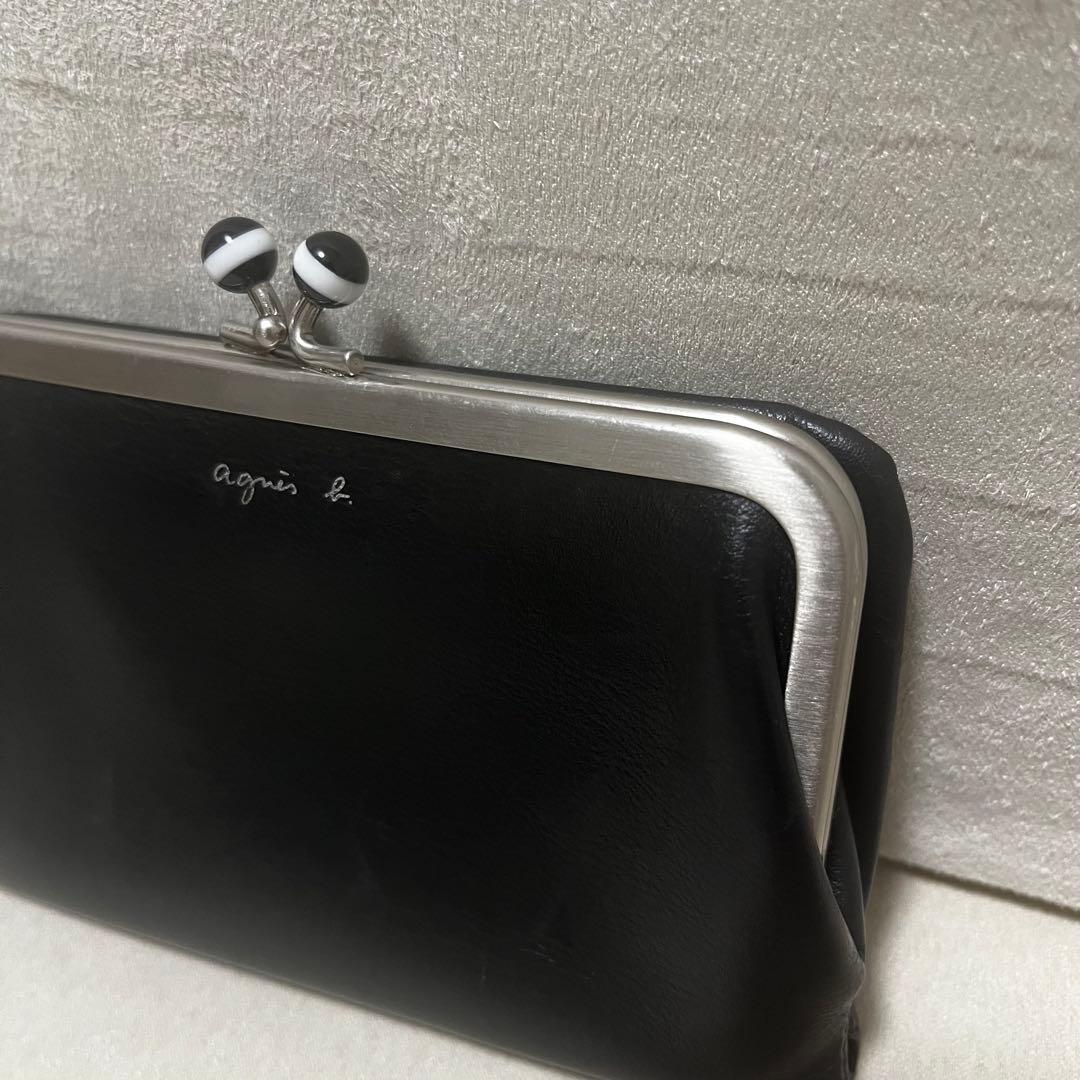 agnis.b 黒 レザー がま口財布