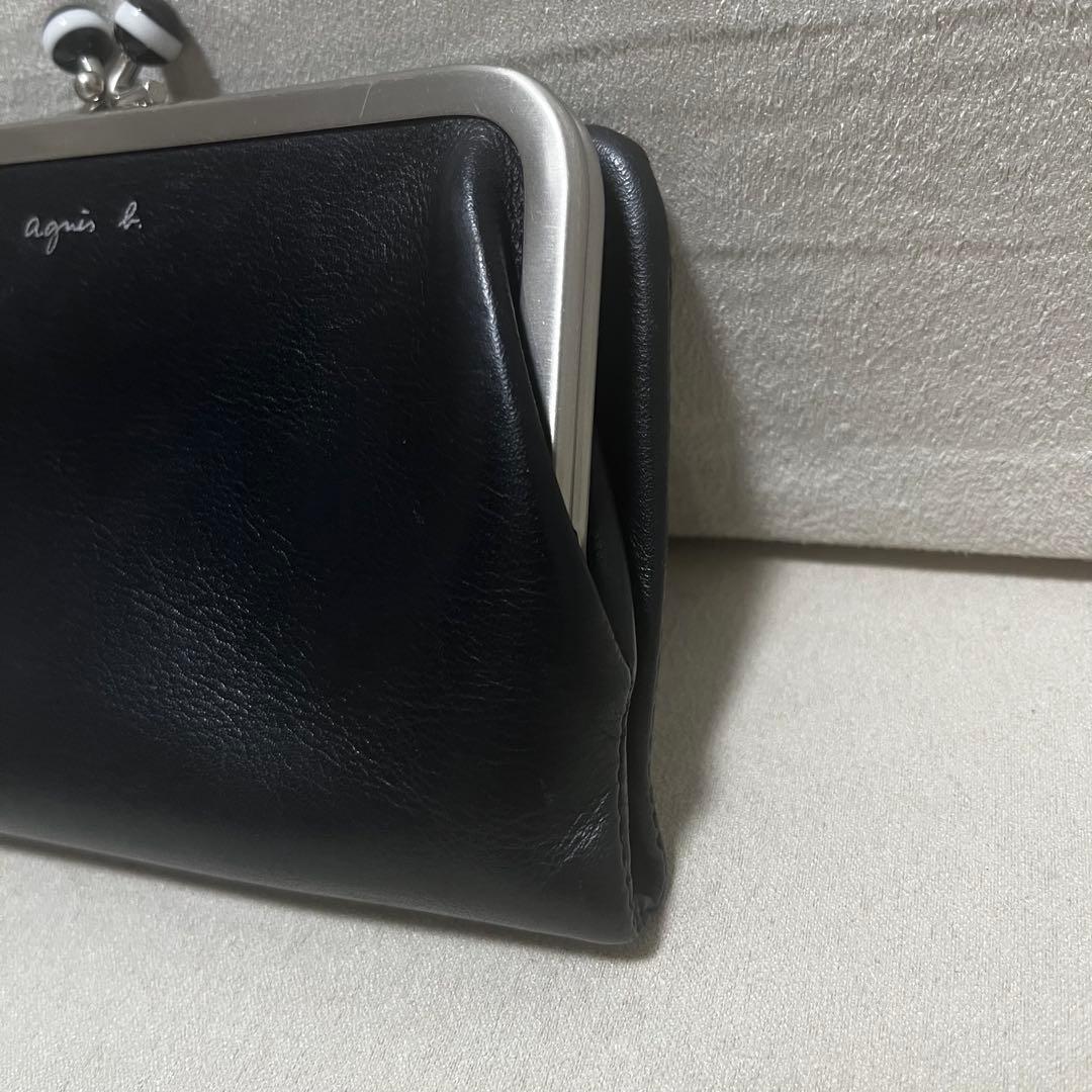 agnis.b 黒 レザー がま口財布