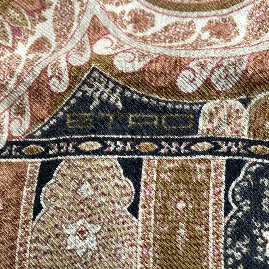 ETRO ウール＆シルク　ストール　ペイズリー　エトロ　絹　毛　イタリア製