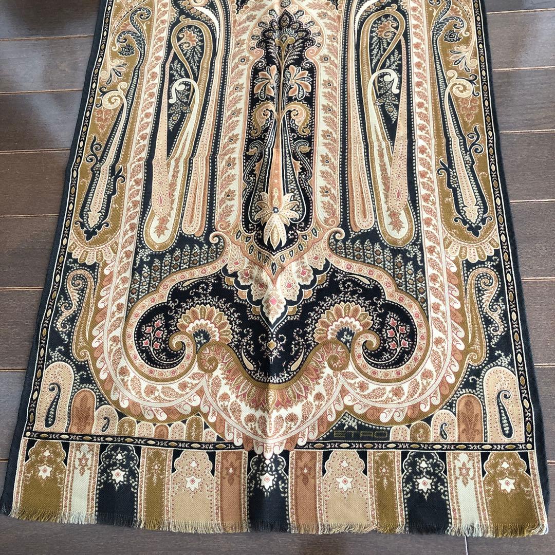 ETRO ウール＆シルク　ストール　ペイズリー　エトロ　絹　毛　イタリア製
