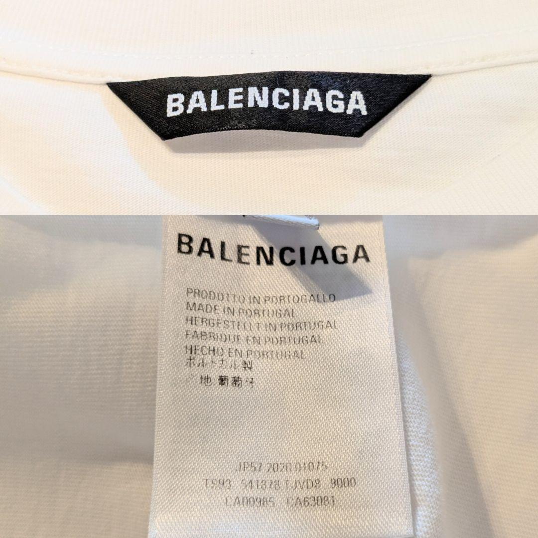 バレンシアガ　Tシャツ　白　L　グラフィックロゴ　オーバーサイズ