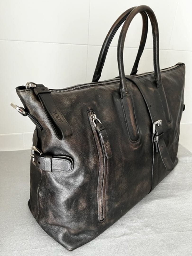 TOD'S （トッズ）バックル付き テクスチャードレザー メンズ バッグ　レア品