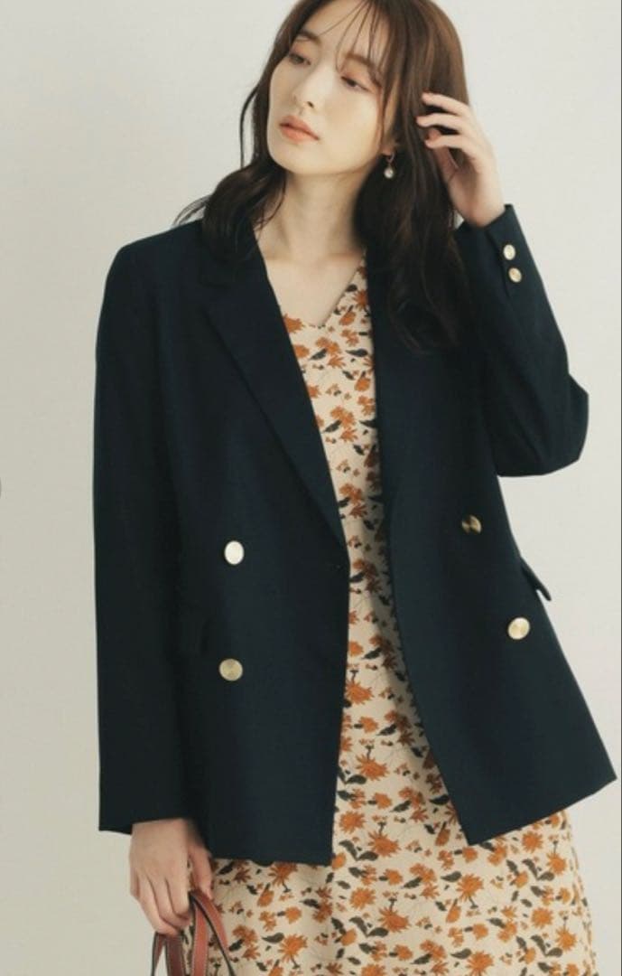 美品✨Andemiu キンボタンダブルジャケット　テーラージャケット　ネイビー
