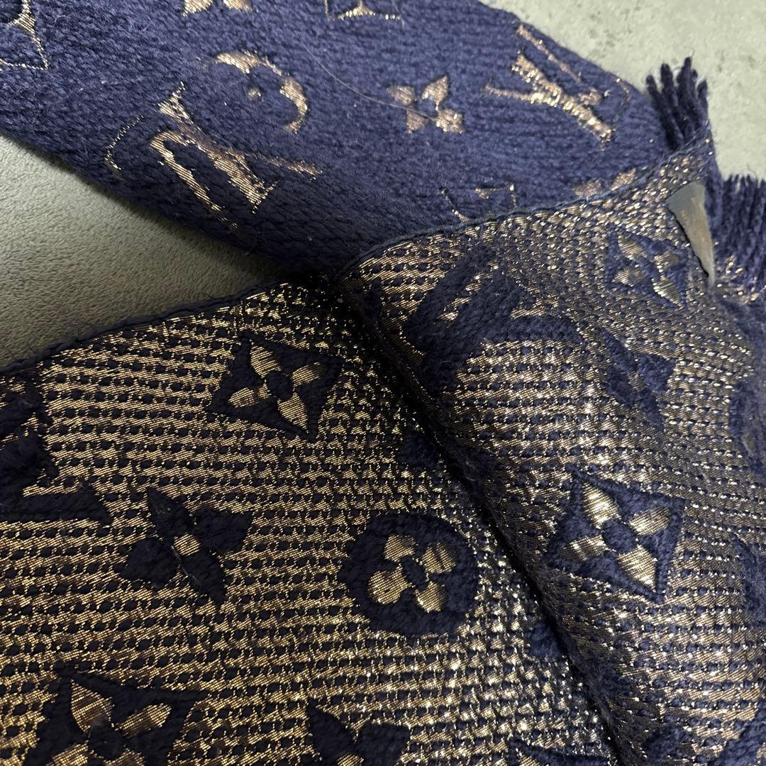 Louis Vuitton ネイビー ×ゴールド　マフラー