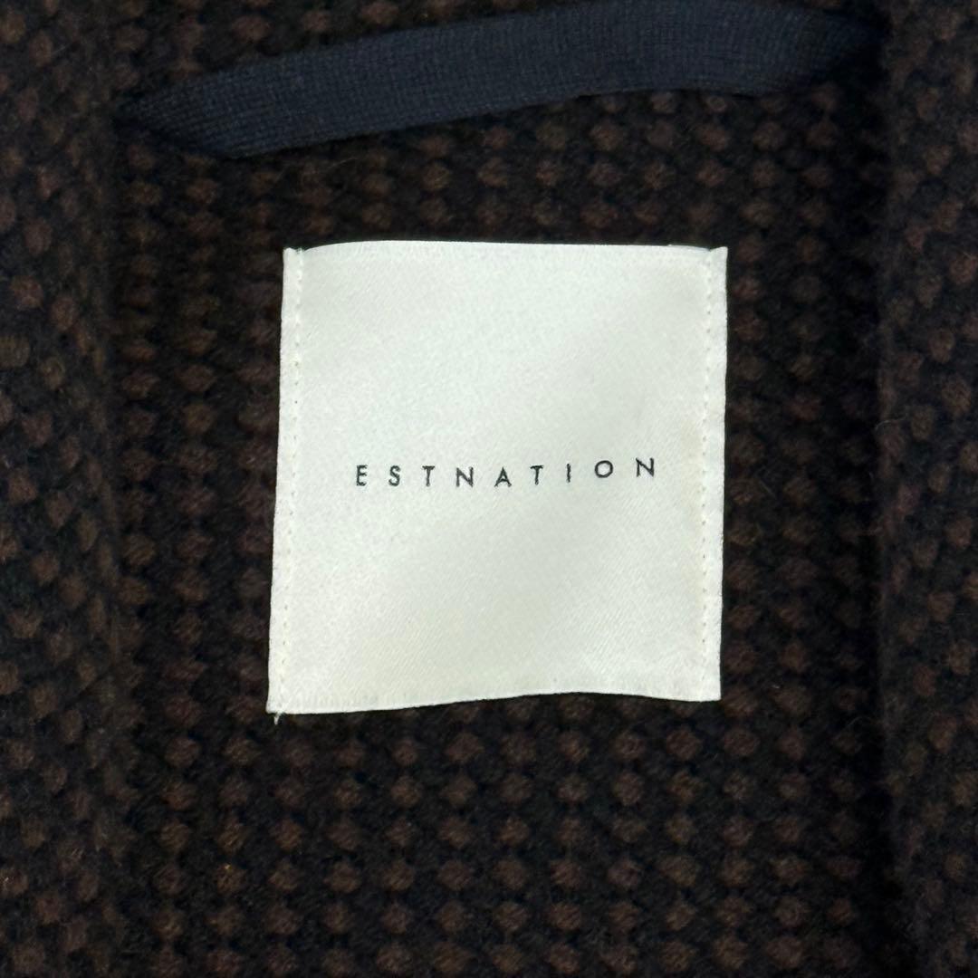 estnation ダブル ロングコート ヘリンボーン ブラウン
