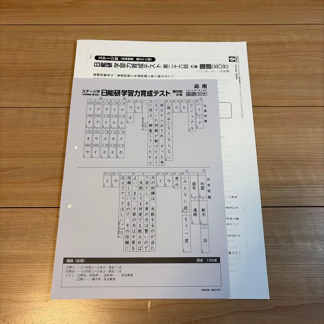 2025年度日能研6年前期学習力育成テスト17回分（第10回〜第26回）