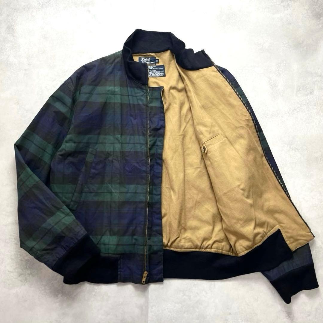 90's USA製 ラルフローレン オイルドコットン スウィングトップ チェック