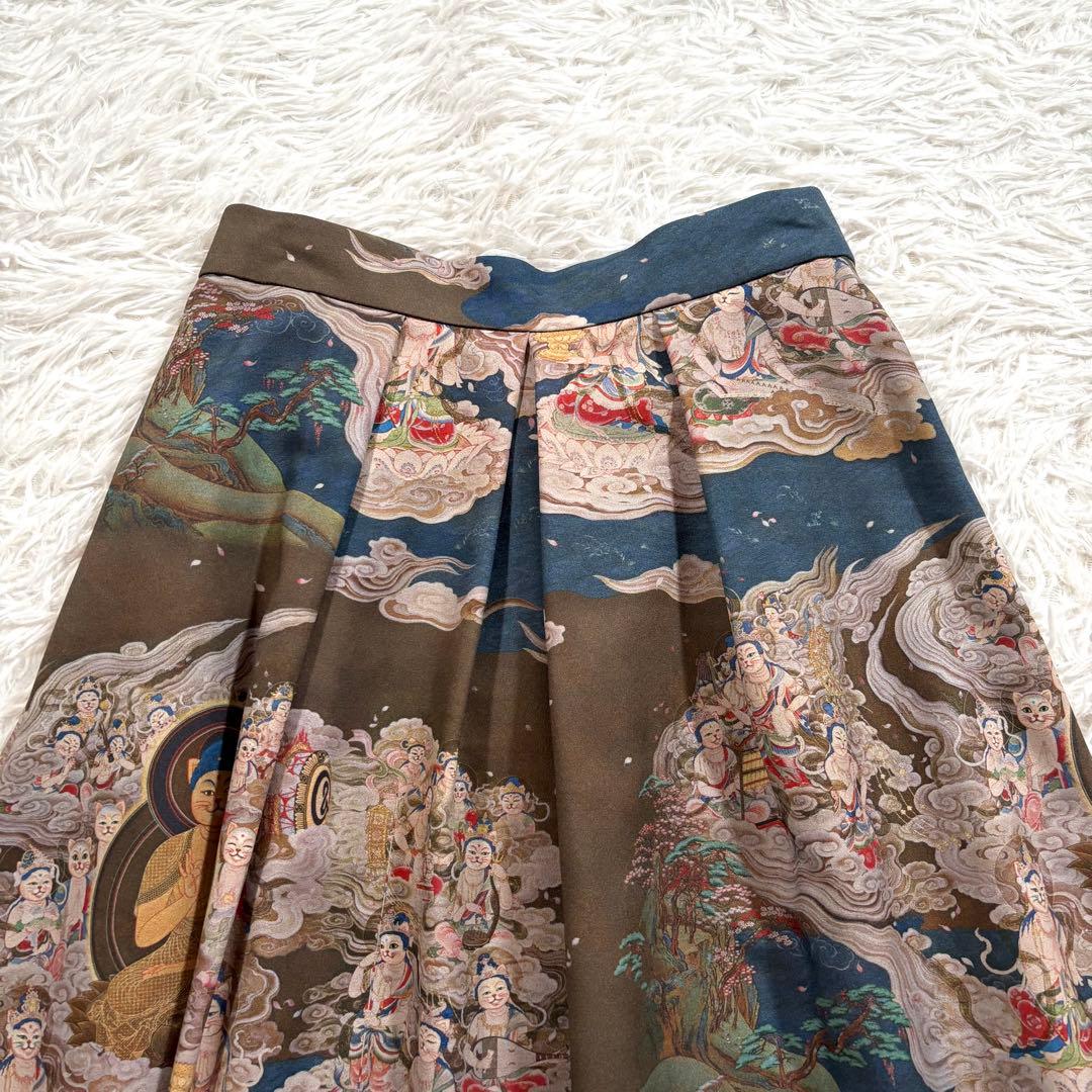 美品✨＆ellecy アンドエルシー　猫如来　ロングスカート　ネコ　ブラウン系