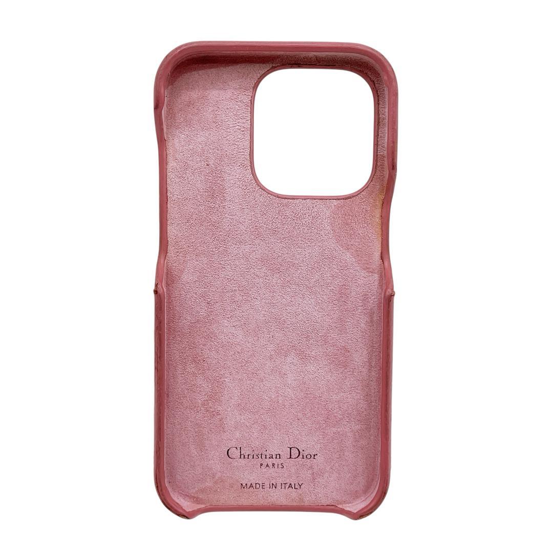 良品 ディオール iPhoneケース 14 Pro カナージュ ピンク レディー