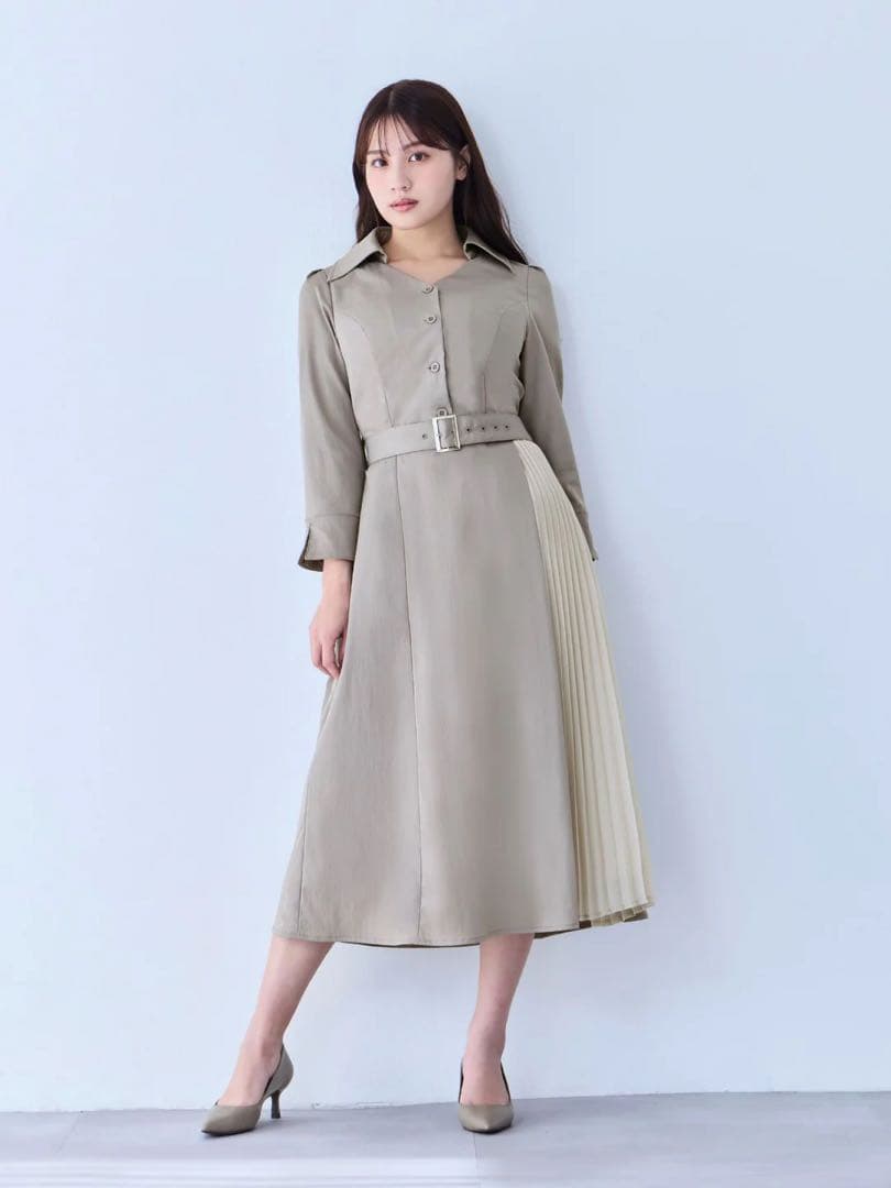 overE シャツプリーツワンピース 25SS モカ 96