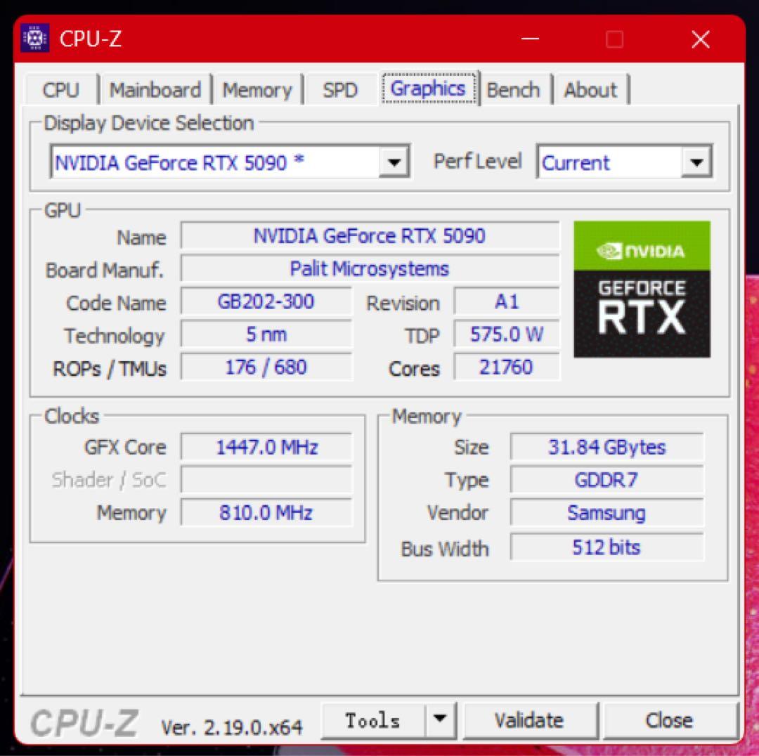 グラフィックボード・グラボ・ビデオカード Rtx5090 PALIT GAME ROCK