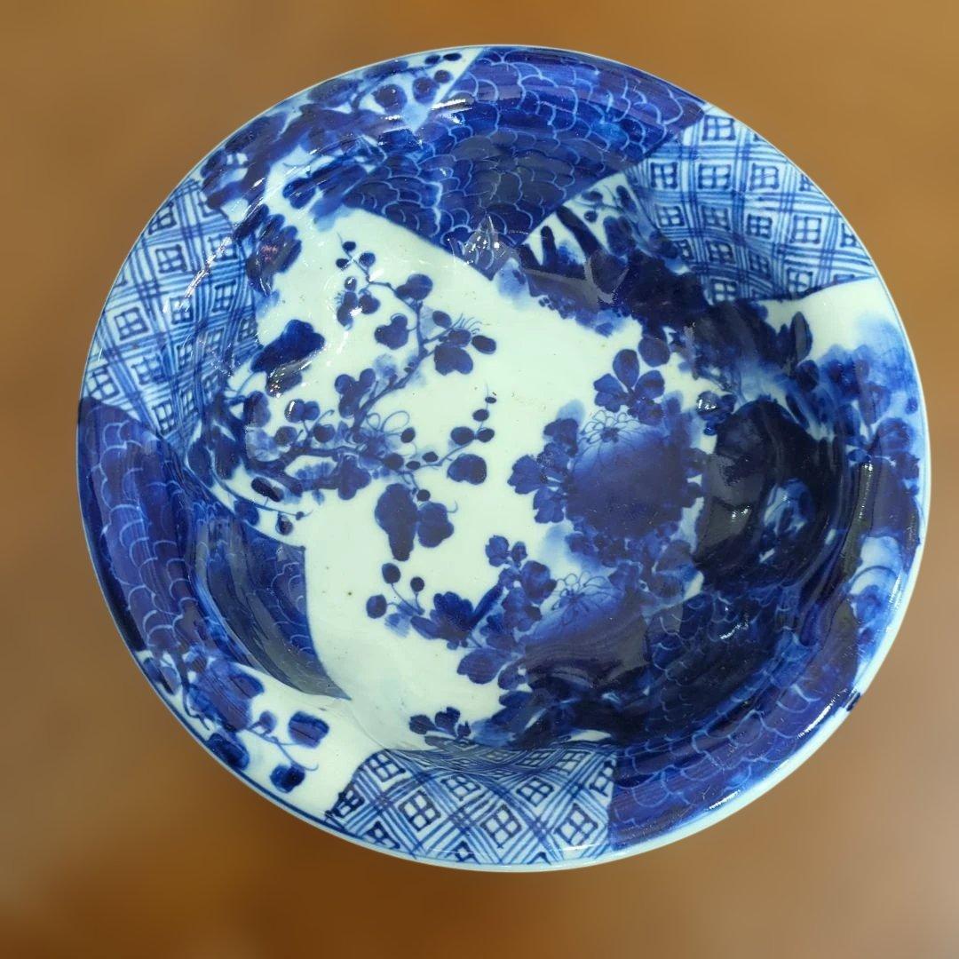 骨董　伊万里　鉢　ベロ藍　器　陶器　盛鉢　染め付け　古伊万里