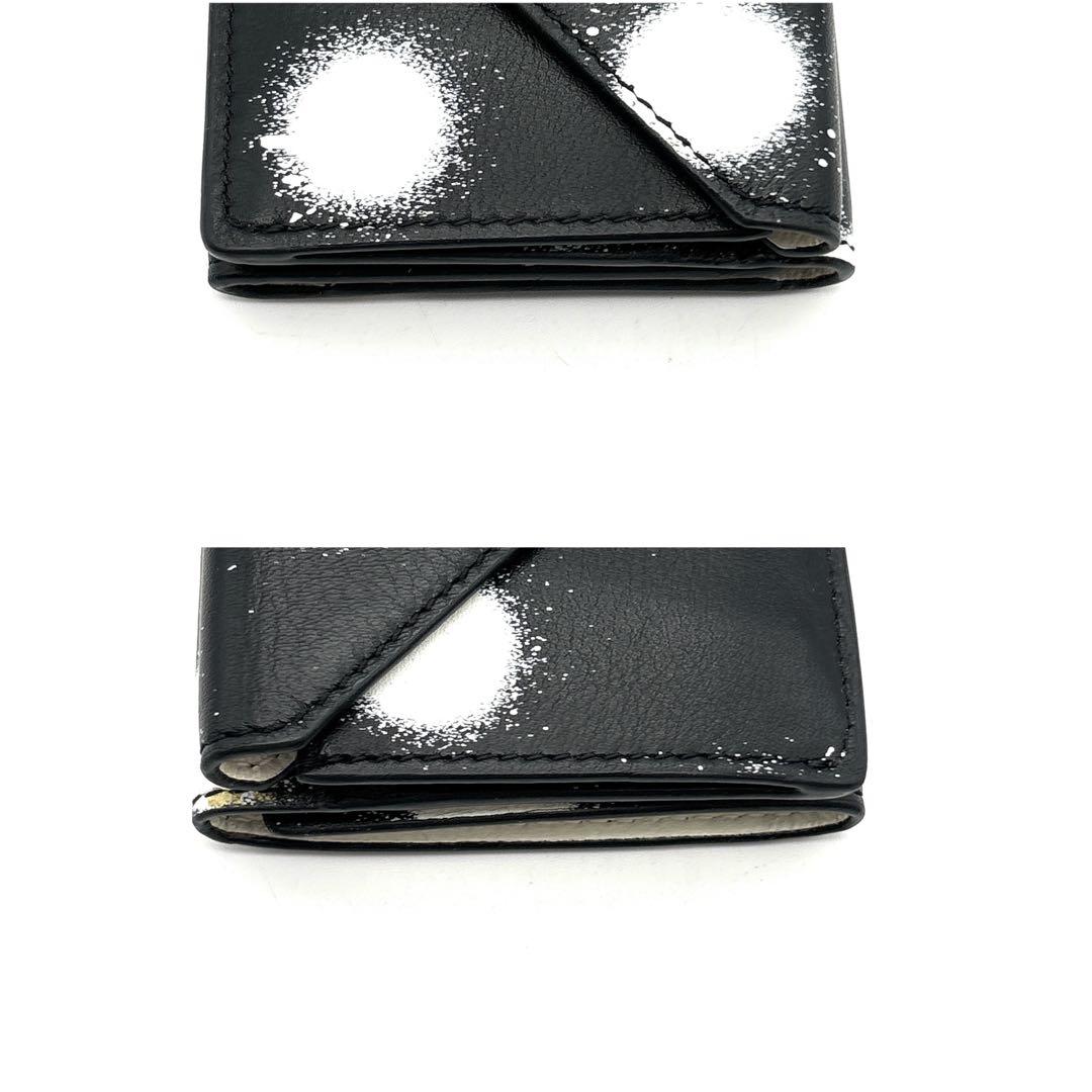 極美品◆バレンシアガ ミニウォレット ペイントドット レザー
