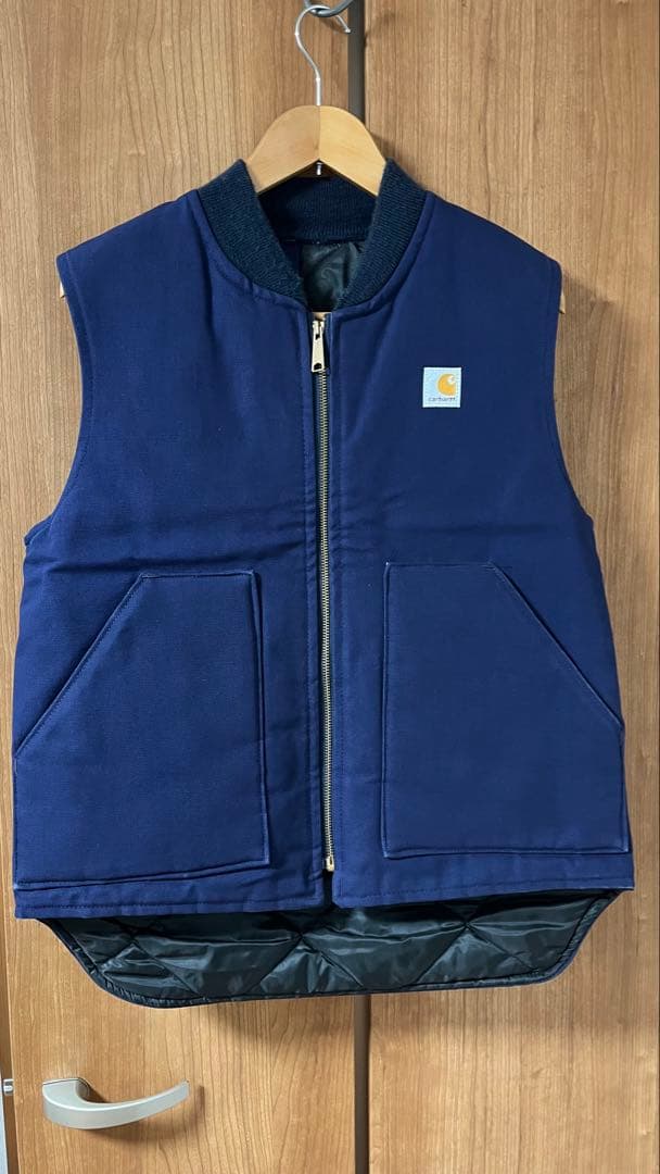 [希少]carhartt ダックベスト胸タグUSA製ネイビー
