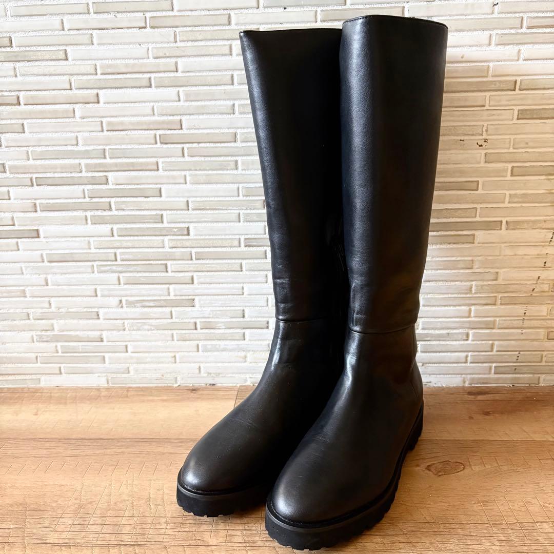 新品★アダムエロペ ジョッキーロングブーツ 黒 23cm 23,690円