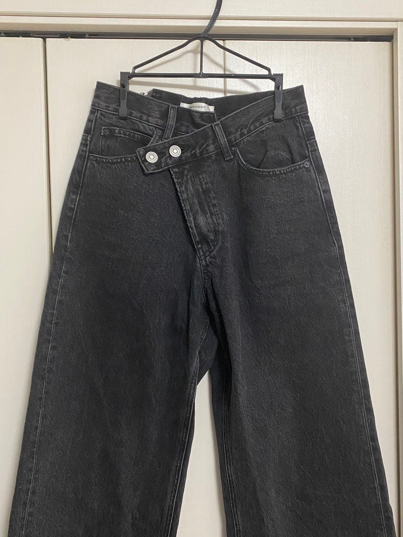 マウジー　CROSS WAIST WIDE STRAIGHT 1 ブラック