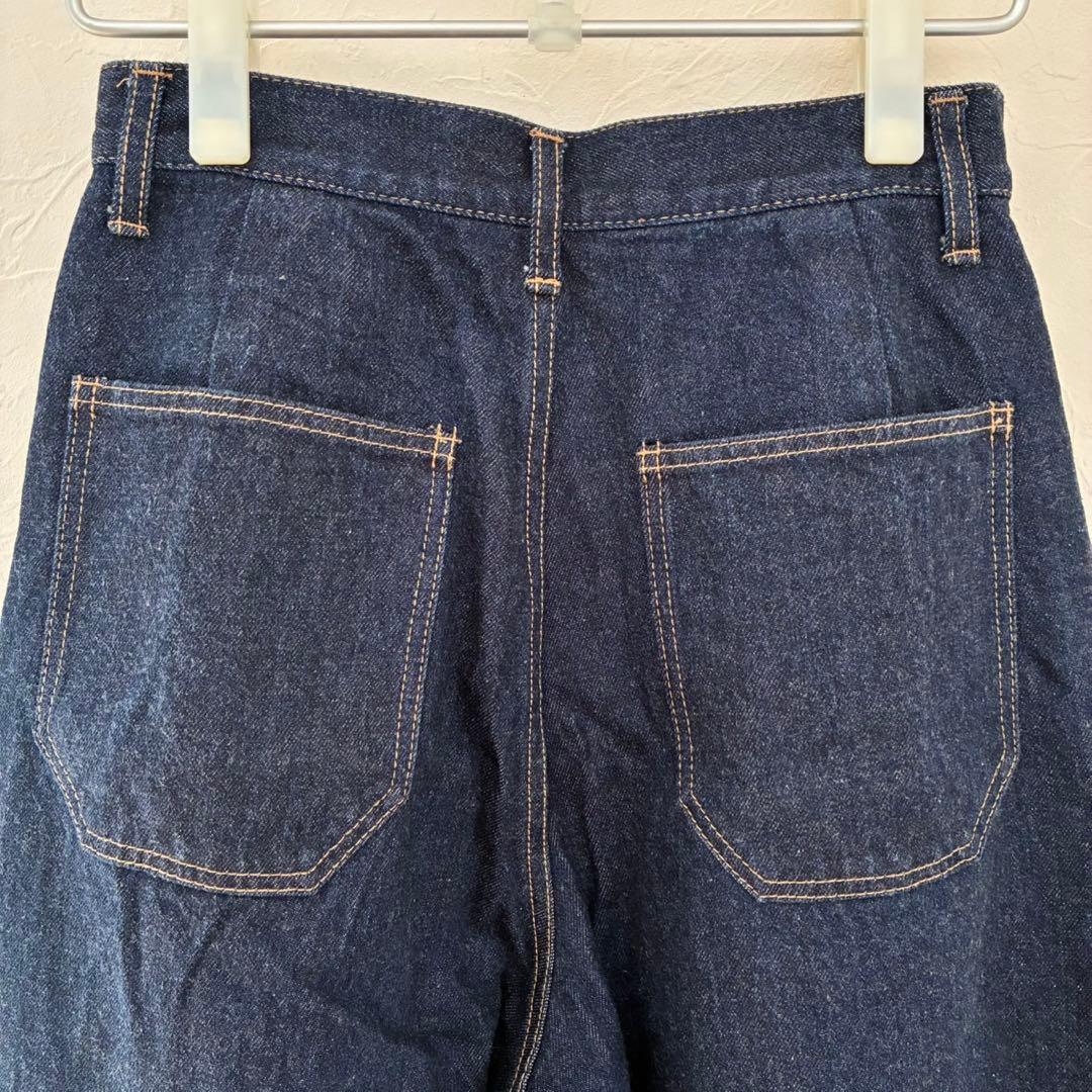 美品mizuiroindインディゴブルーワイドレッグデニムパンツ綿100サイズ1
