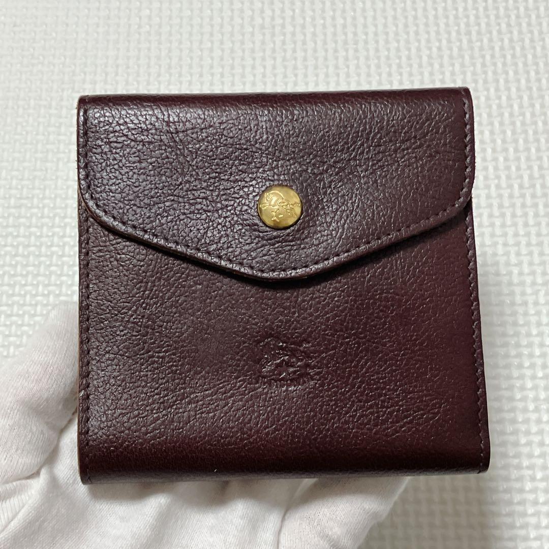 極美品IL BISONTEイルビゾンテ レザー三つ折り財布　チョコ　濃茶　袋付き