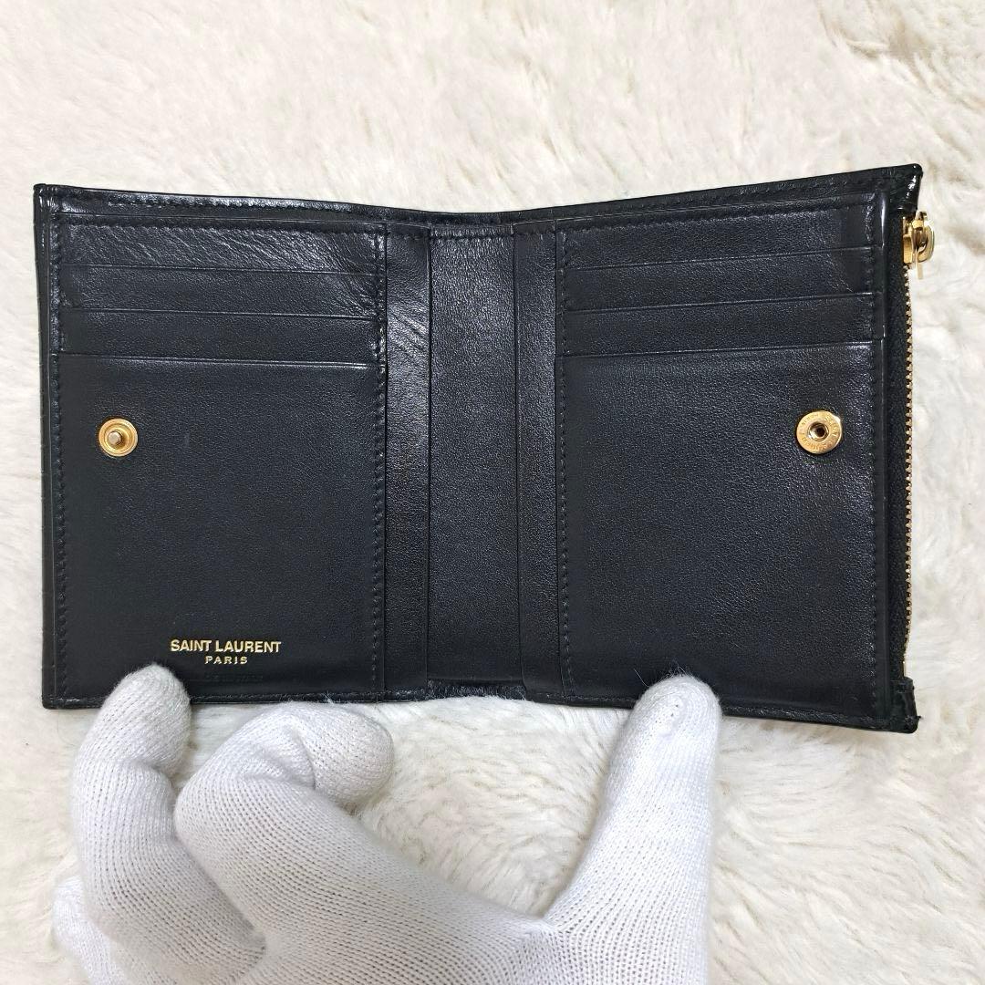 ✨極美品　付属品完備　レア✨サンローラン　二つ折り　カサンドラ　クロコ　レザー
