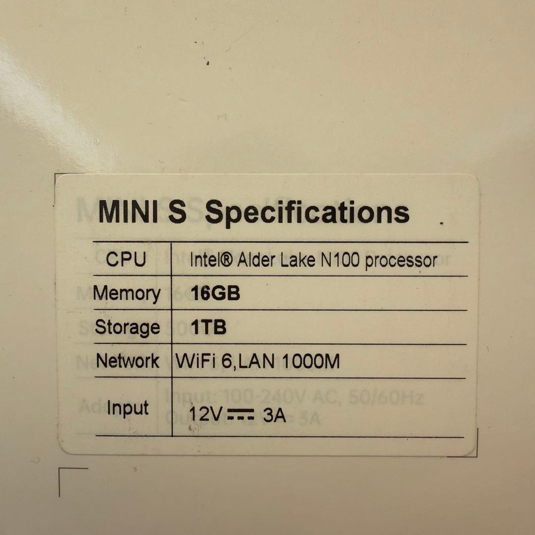 ミニPC Beelink MINI S12 Pro N100 /16GB /1TB