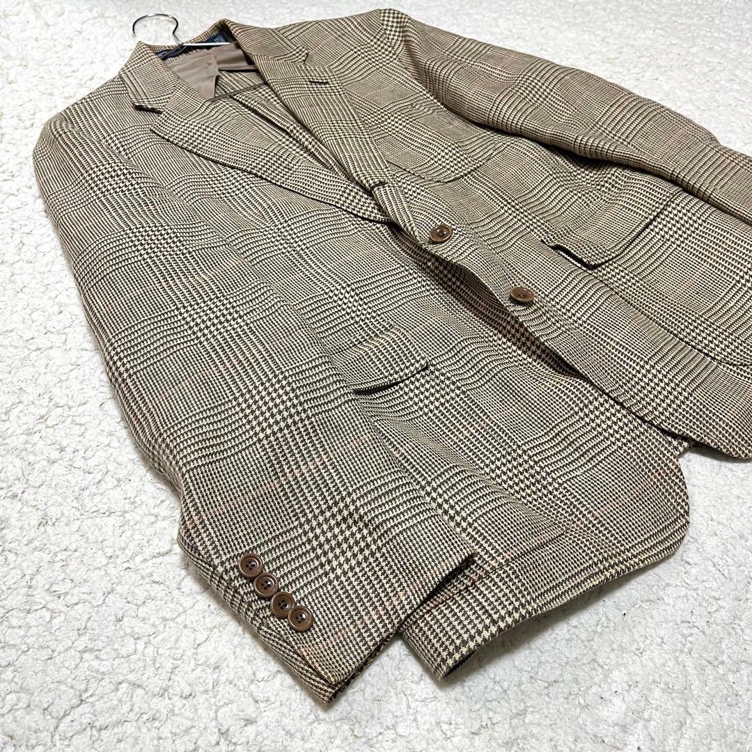 RALPH LAUREN 麻100% ガンクラブチェック テーラードジャケット