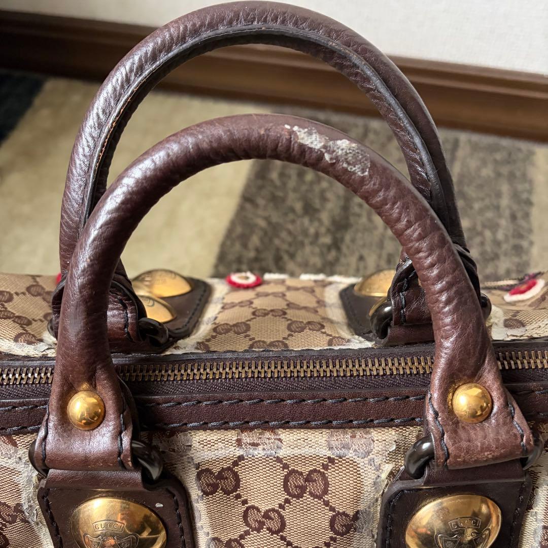 GUCCI GGクリスタル ミニボストン ハンドバッグ バブーシュカ 刺繍 兎