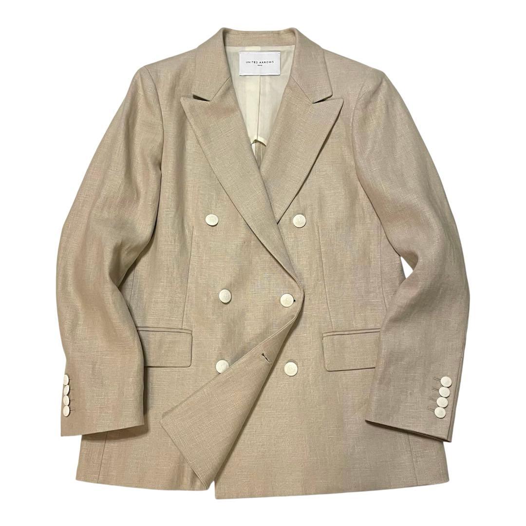 UNITED ARROWS リネン ダブルジャケット ブレザー 6ボタン 40