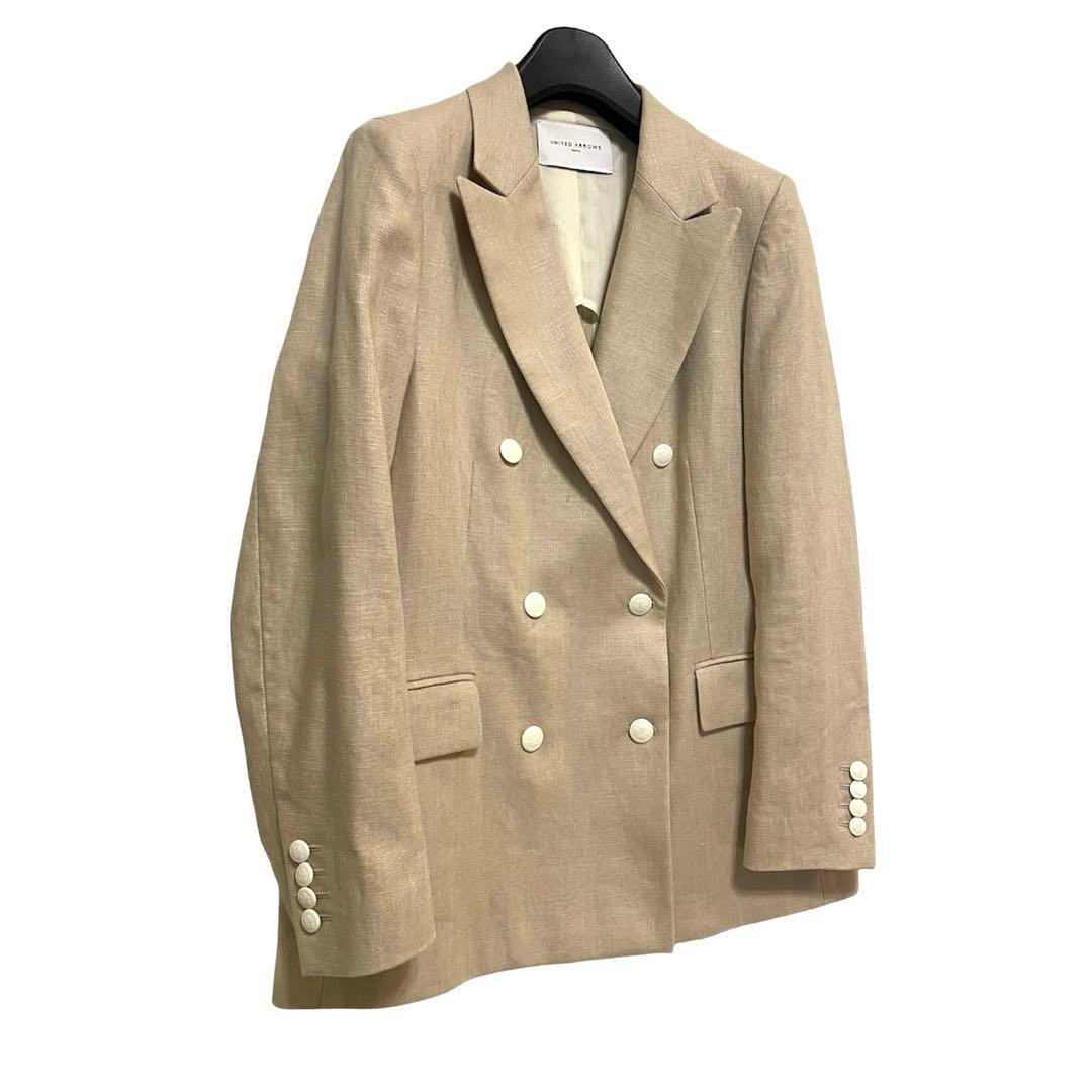 UNITED ARROWS リネン ダブルジャケット ブレザー 6ボタン 40