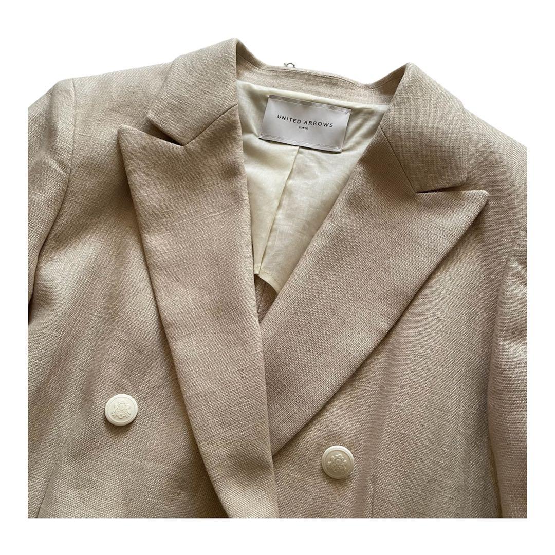 UNITED ARROWS リネン ダブルジャケット ブレザー 6ボタン 40
