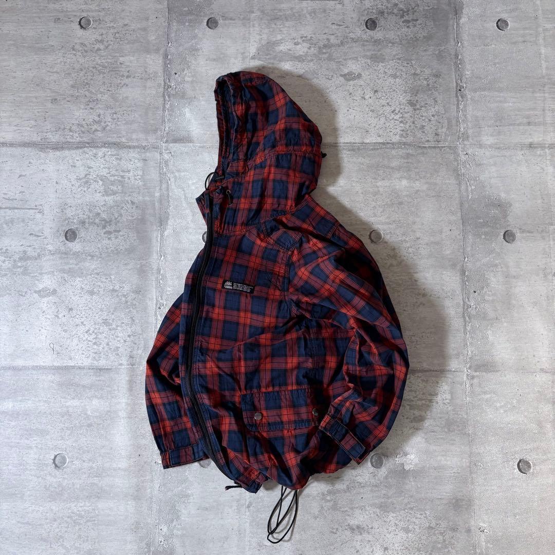 check cotton jacket y2k 短丈 ドローコード ダブルジップ