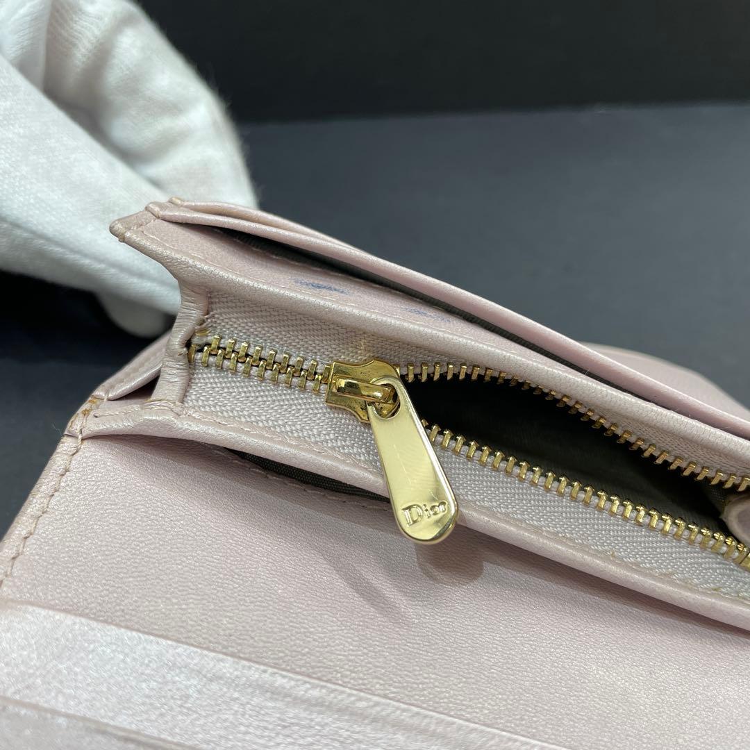 【M9】訳あり！Dior　ディオール ロータスウォレット　二つ折り財布　ピンク