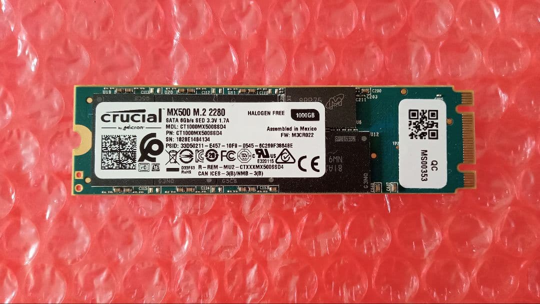 Crucial SSD M.2 1TB MX500シリーズ 中古品　ケースおまけ