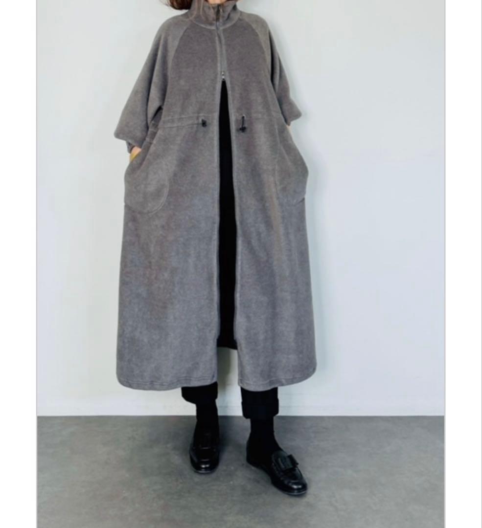 SELECT フリースハイネックダブルZIPロングコート chouchou