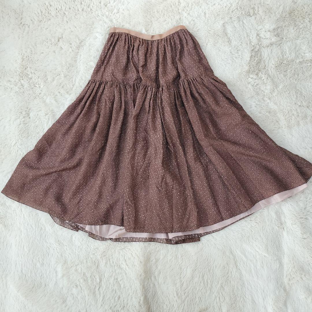 【美品】Drawer シルクカットジャカードスカート シルク100% ドット