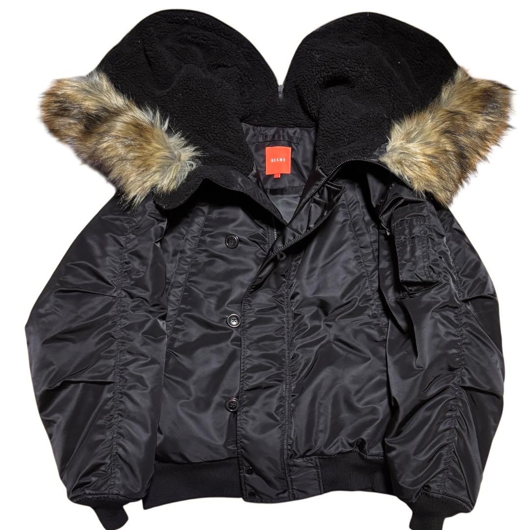 美品 BEAMS N-2B フライトジャケット プリマロフト ブラック Lサイズ