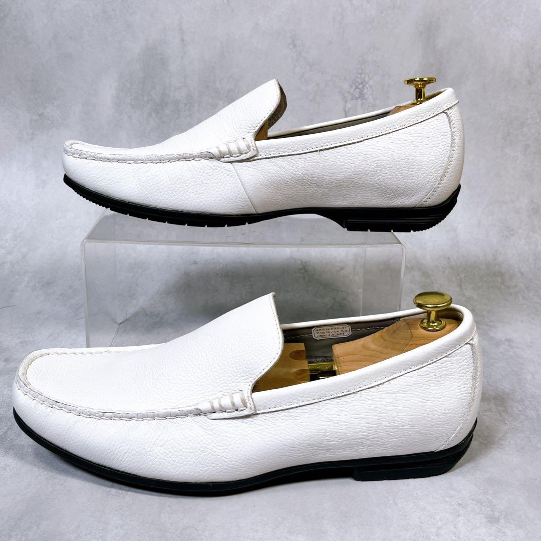 ☆美品☆【リーガル】ドライビングシューズ (26) 56HR シボ革　白