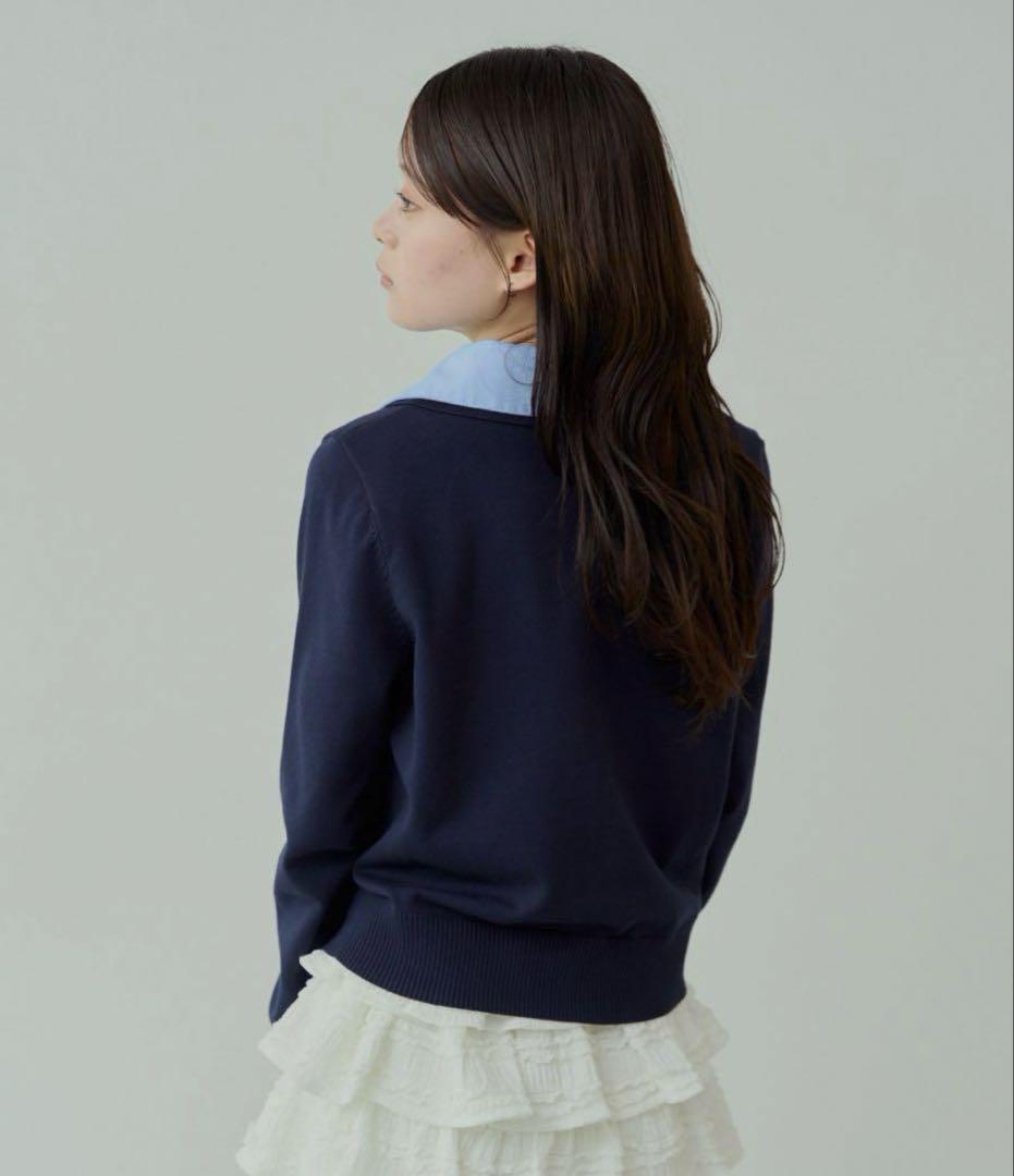 【新品】Chico チコ　【セットアップ対応】刺繍入り襟付きポロニット