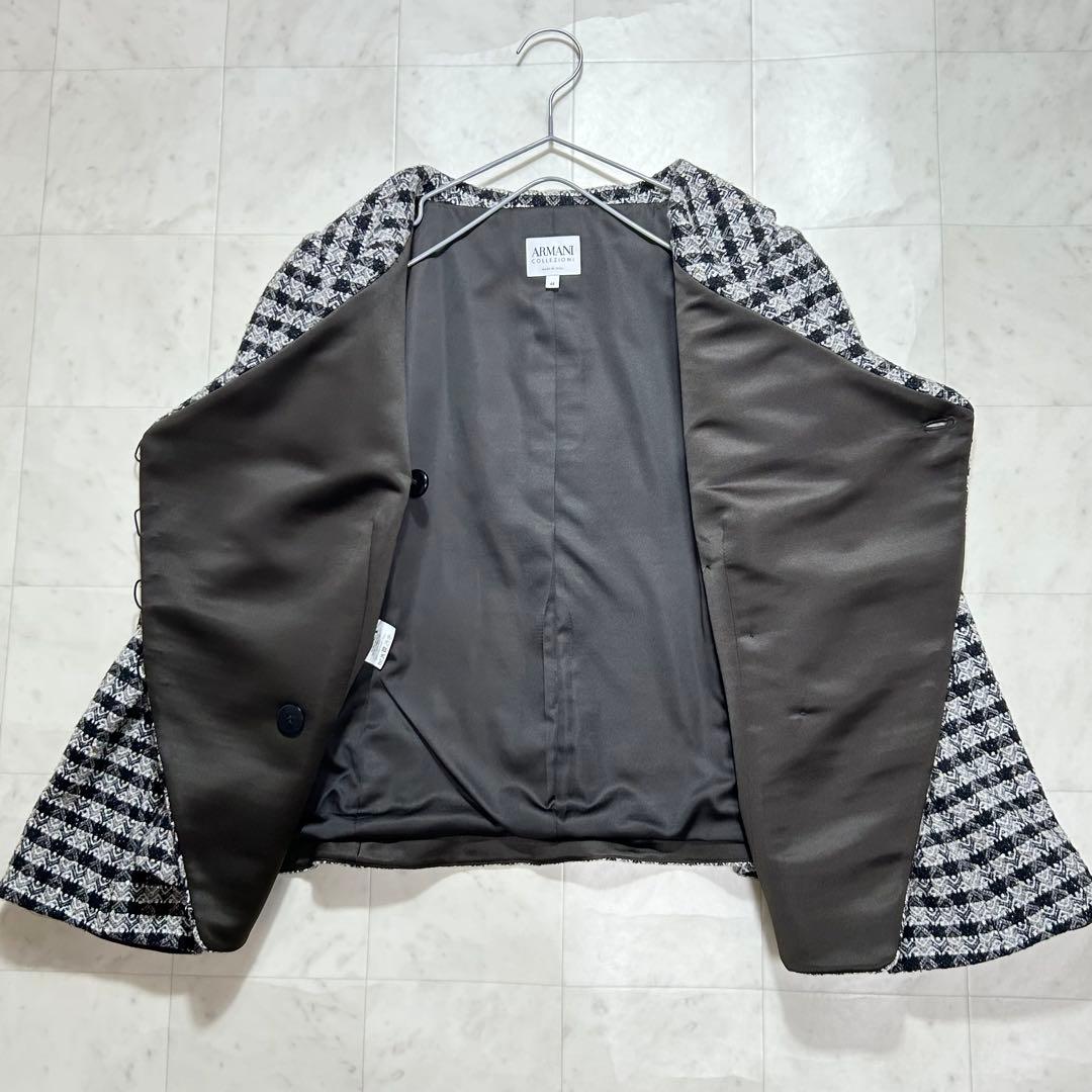 ARMANI COLLEZIONI ワイドカラーラメチェックツイードジャケット