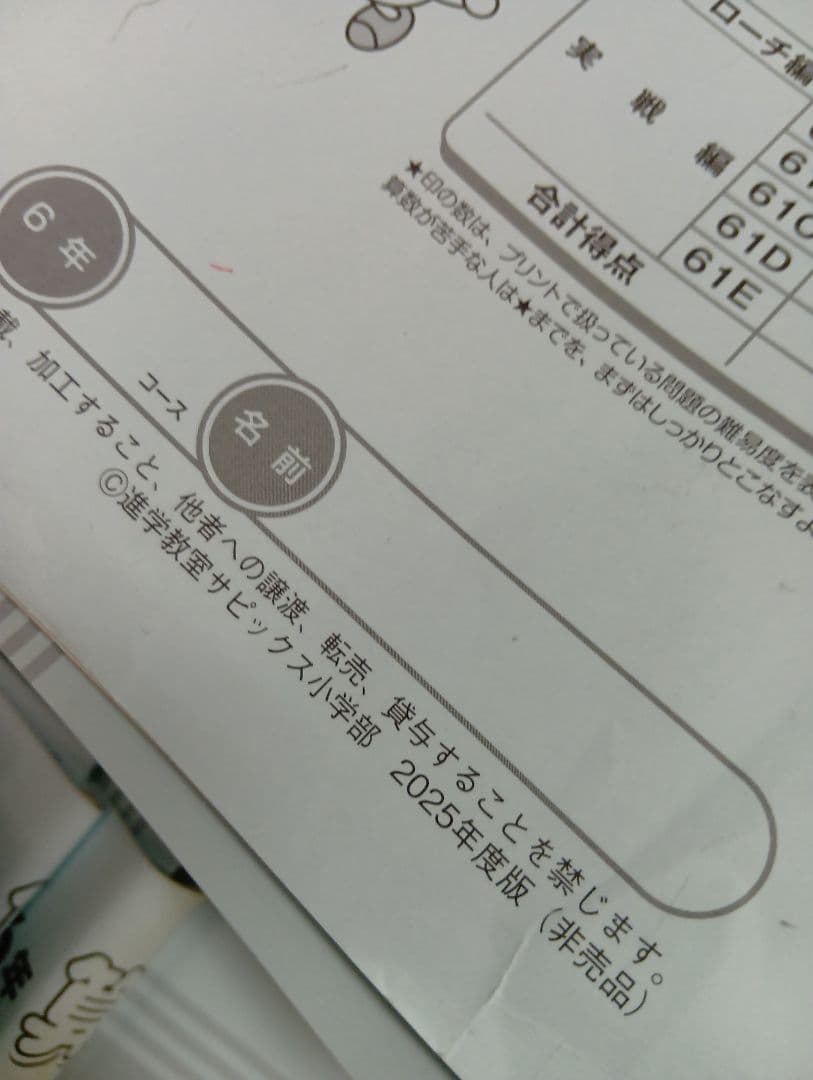 サピックス6年算数　デイリー春夏/土特/日特　中古2026年受験
