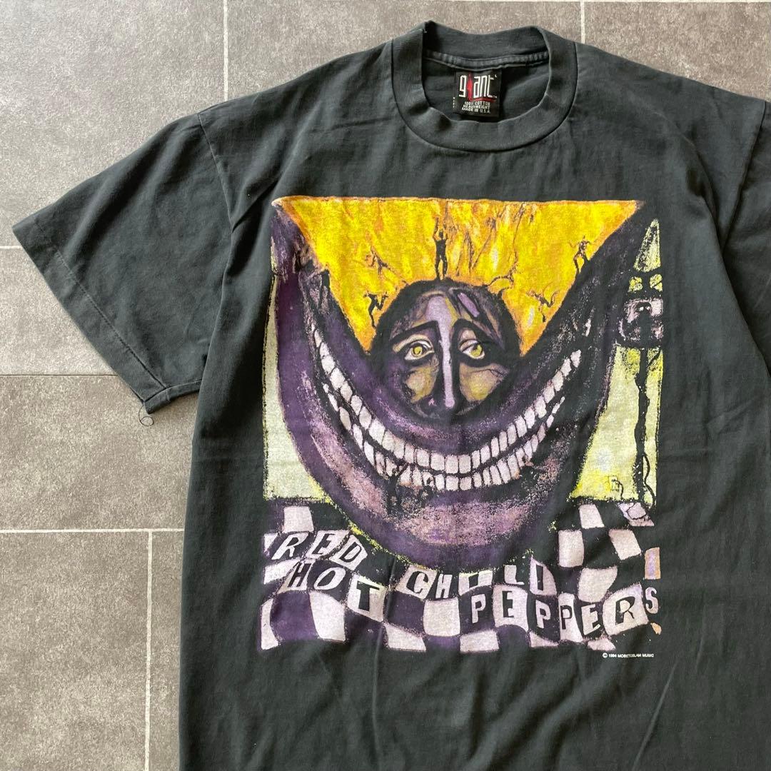 レッドホットチリペッパーズ Big smile S/S フェードTシャツ 墨黒
