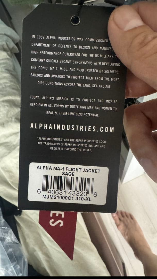 ALPHA MA-1 FLIGHT JACKET セージ XL 中綿あり