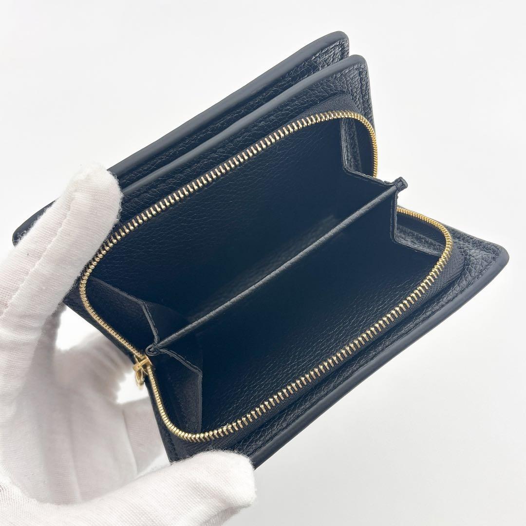 【領収書付き】現行モデル ルイヴィトン アンプラント クレア 黒 二つ折り財布