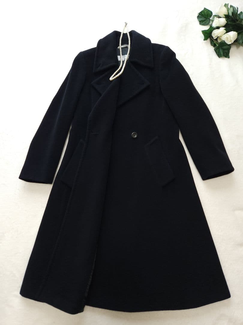 MaxMara 高級ロングコート 26万 アンゴラ ブラック　秋冬～春先迄