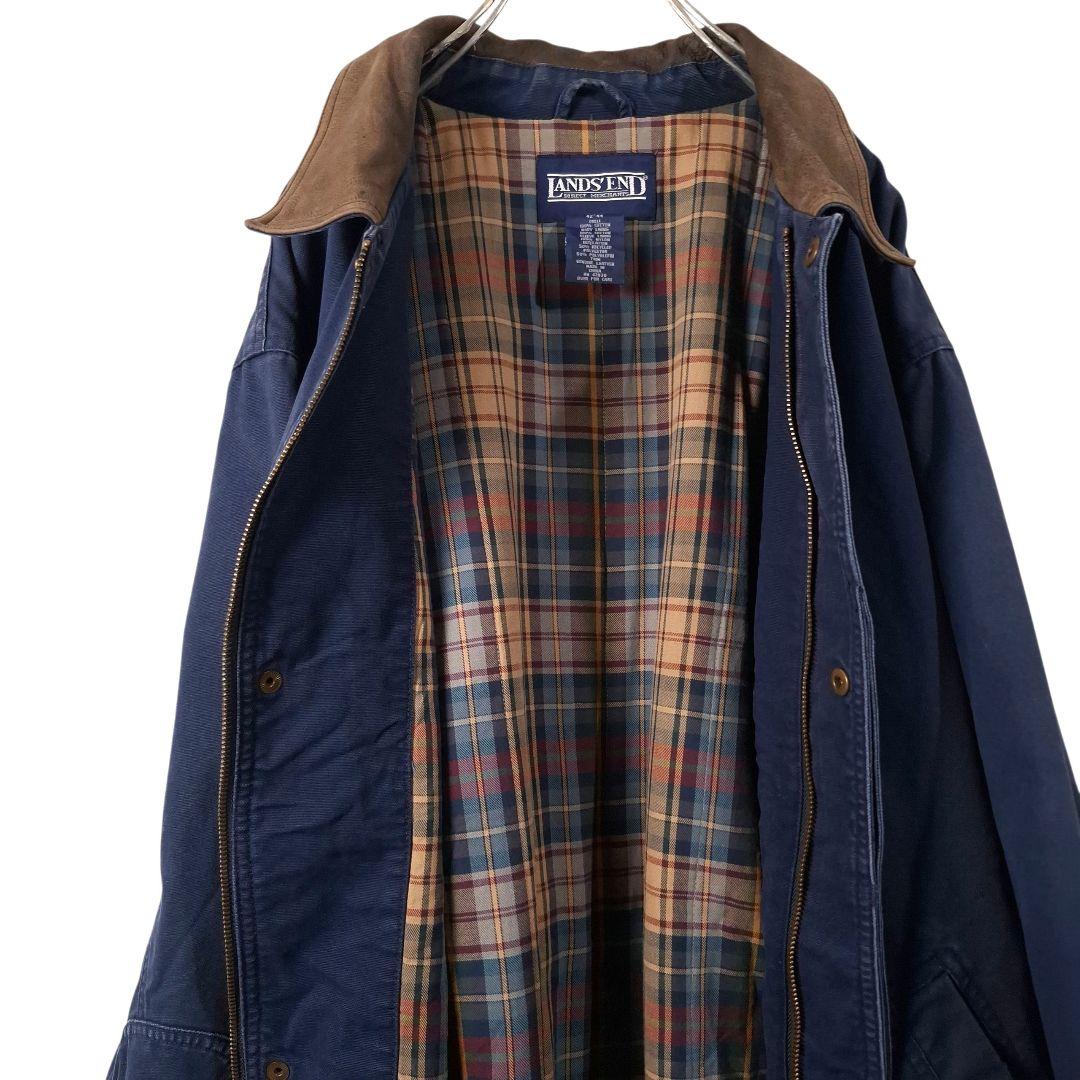 90s LANDS´END ランズエンド 襟レザー ダックジャケット L