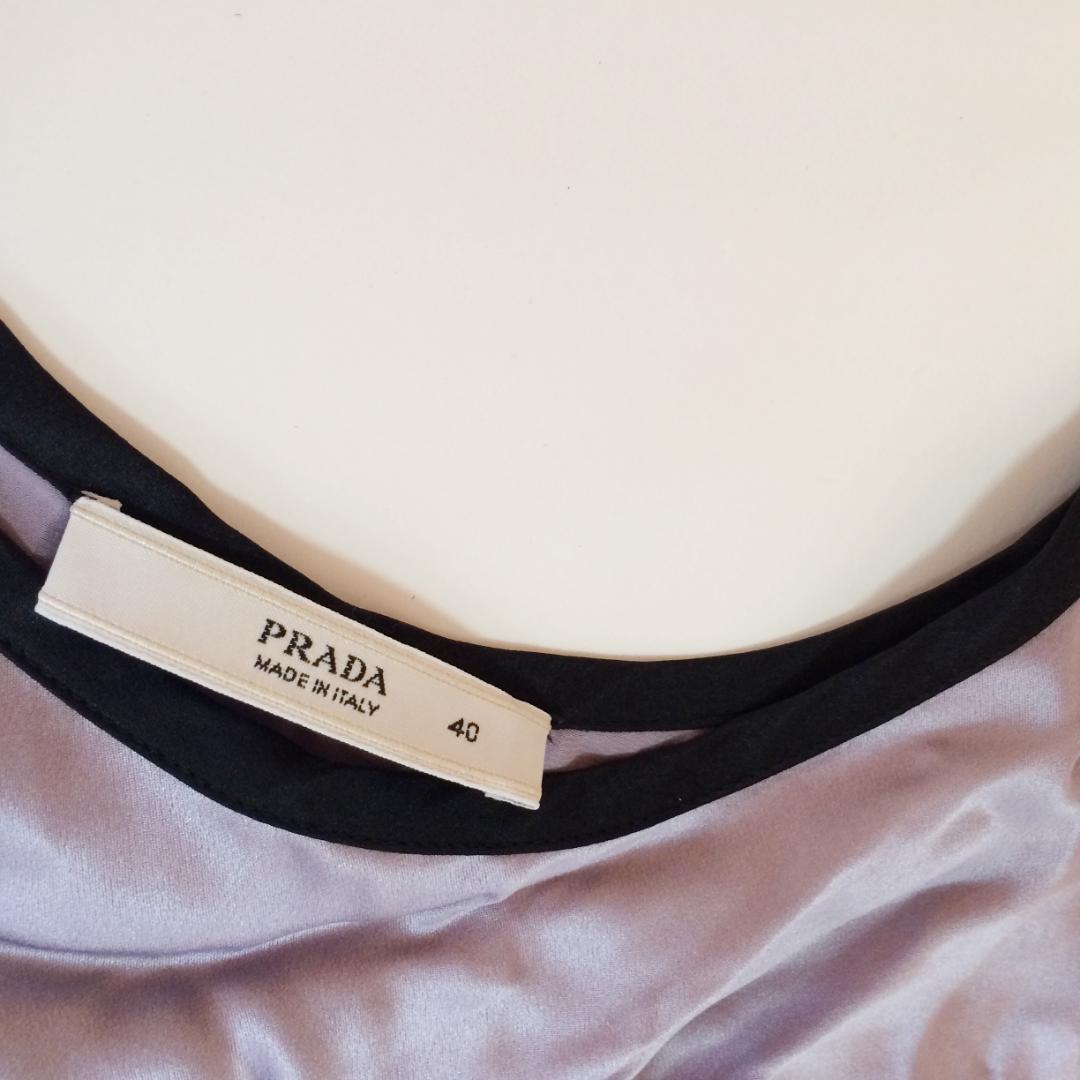 PRADA シルク100％ フリル ノースリーブワンピース イタリア製 プラダ