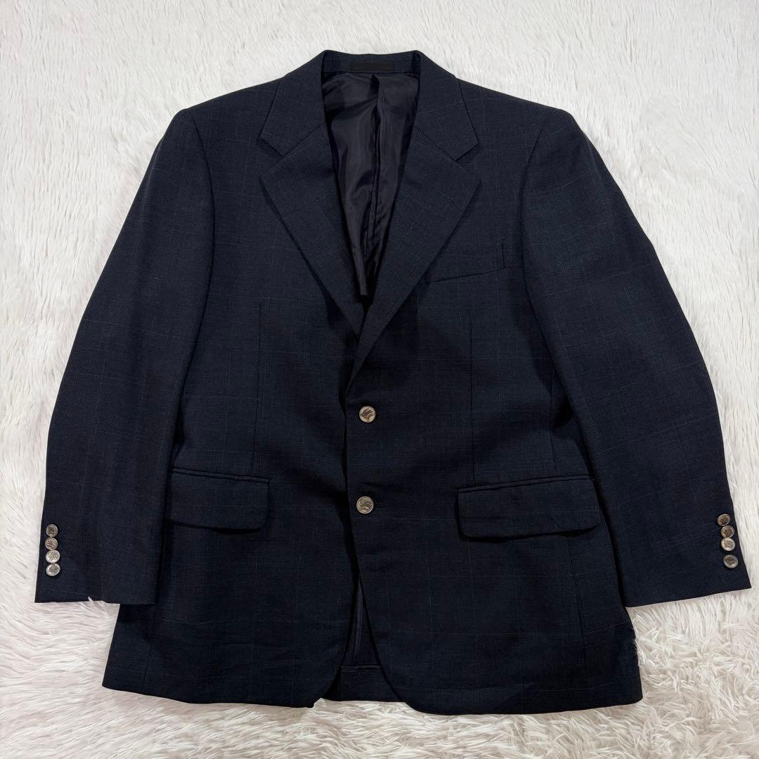 美品 バーバリー 紺ブレ 刻印金ボタン ネイビー シングル 裏地シャドーホース