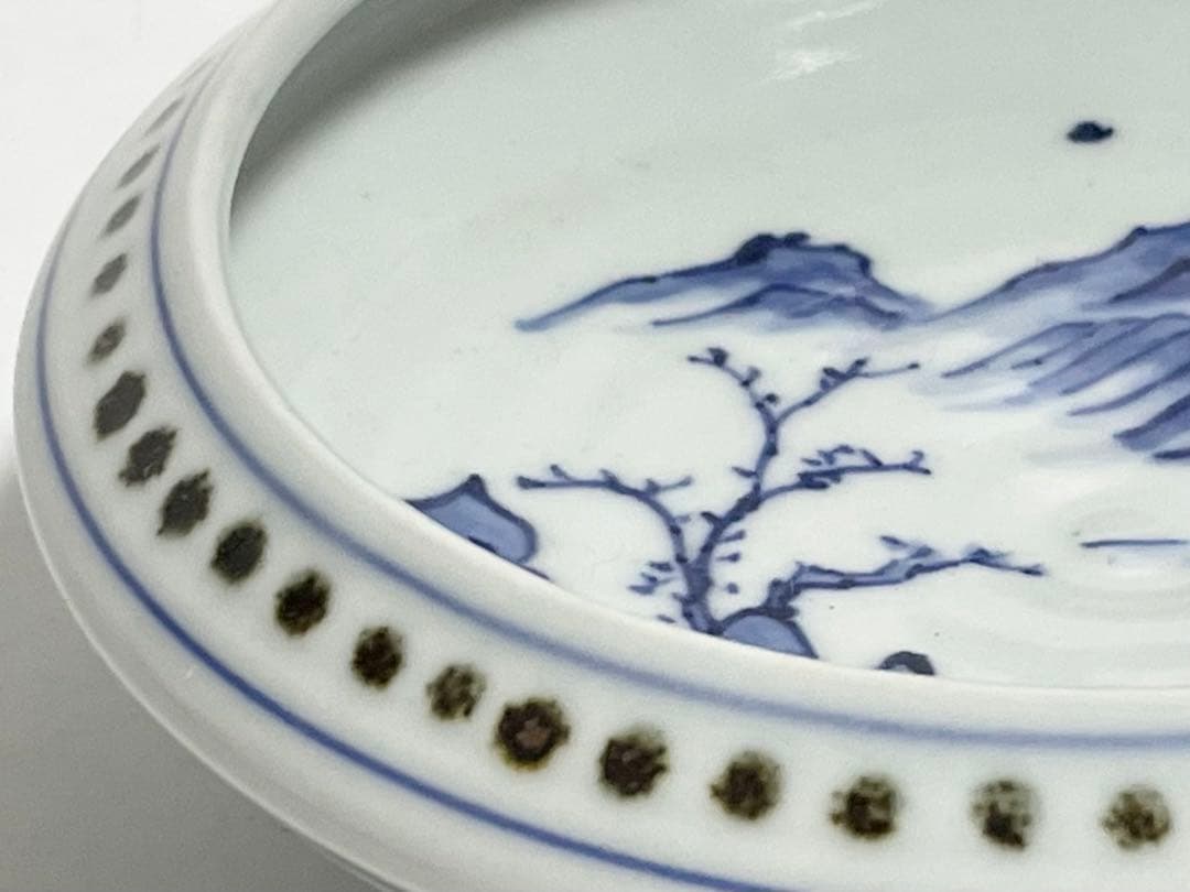 作家物　陶芸家　古余呂技窯　染付山水皿　鉢　丸皿　川瀬竹春　順一　和食器　懐石