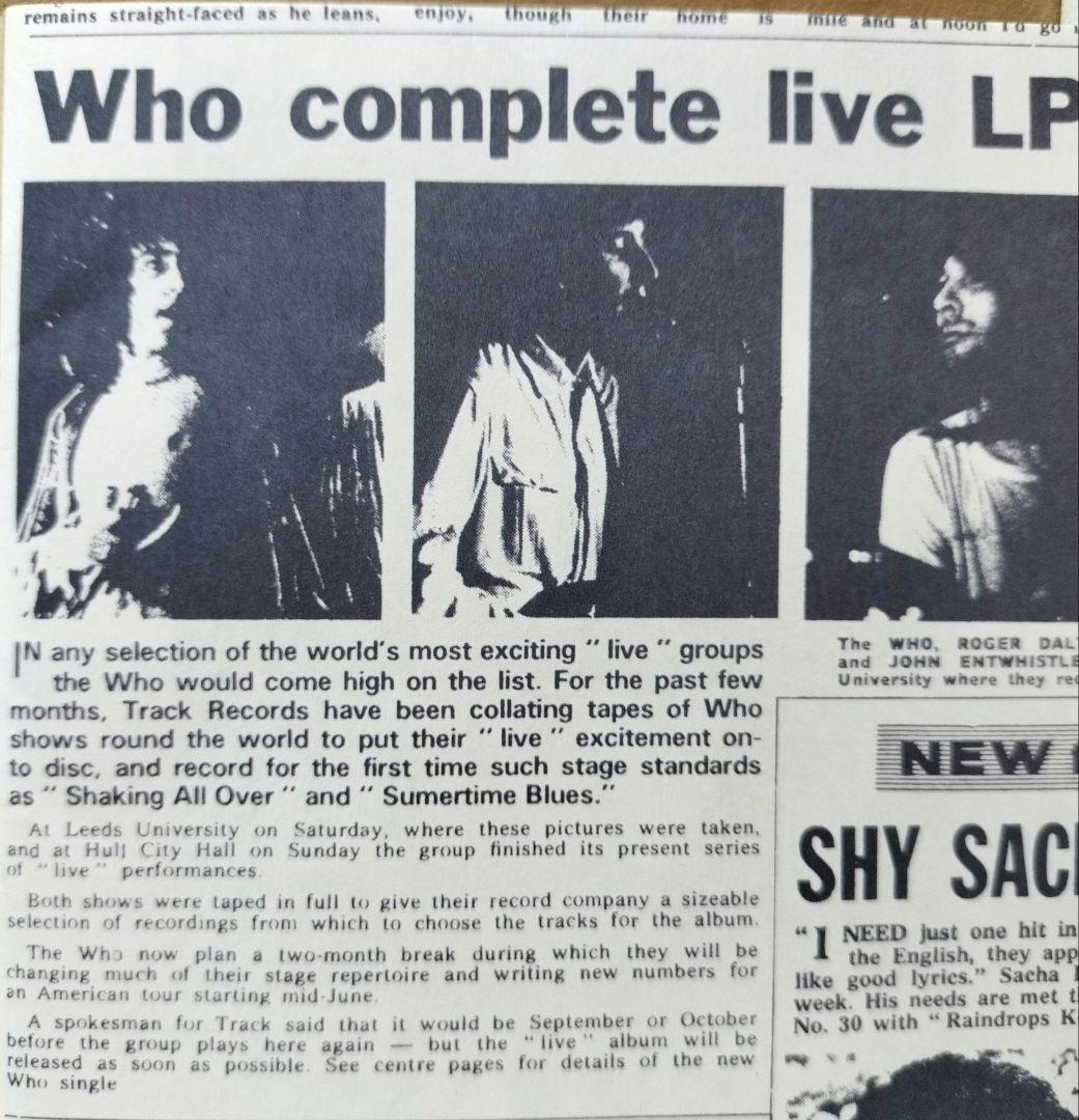 『ＴＨＥ・ＷＨＯ／ＬＩＶＥ・ＡＴ・ＬＥＥＤＳ』完全限定盤《米国盤》【中古品ＣＤ】