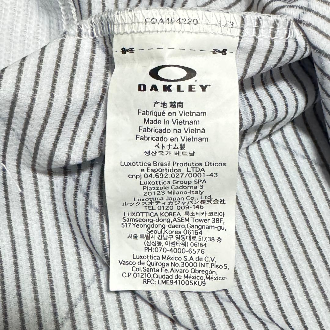 Oakley オークリー　モックネックシャツ　ホワイト　幾何学総柄ポリXL長袖